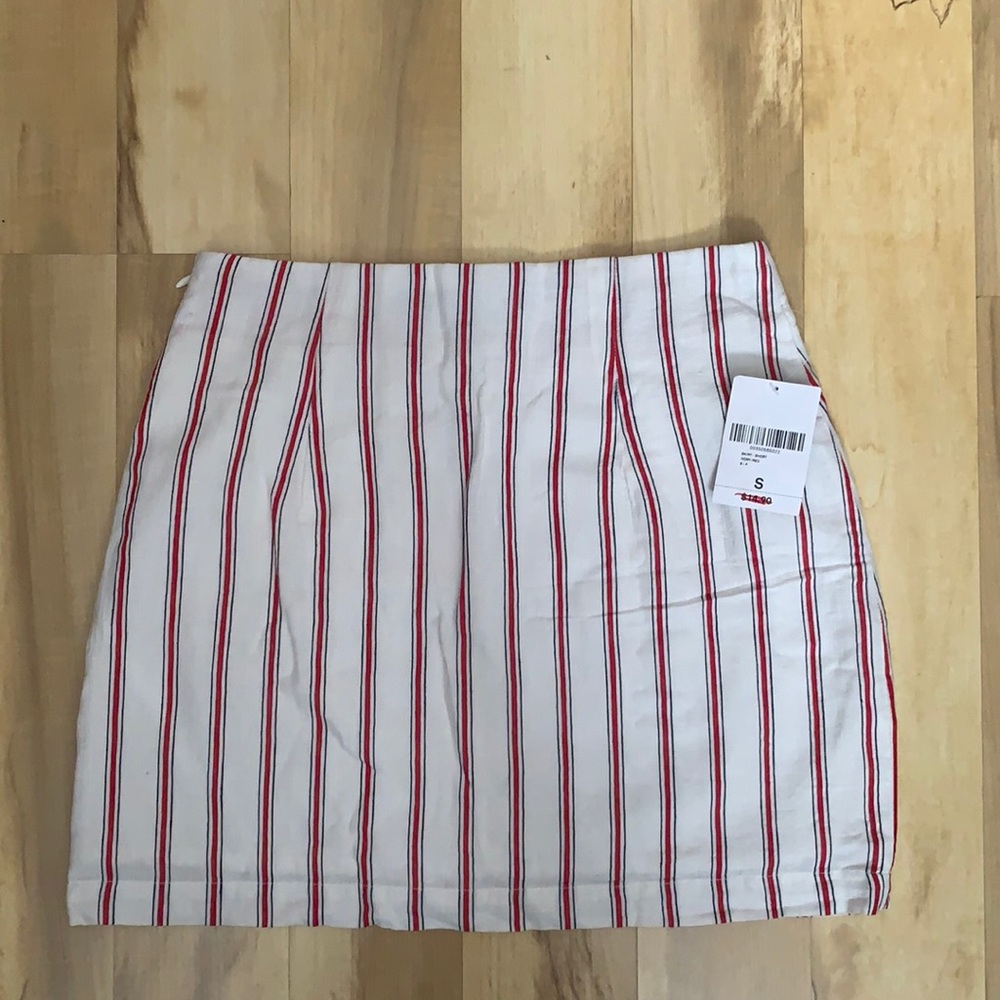 NWT white striped mini skirt
